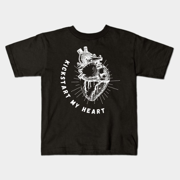 Valentine's Day Heart Kickstart My Heart Kids T-Shirt by nathalieaynie